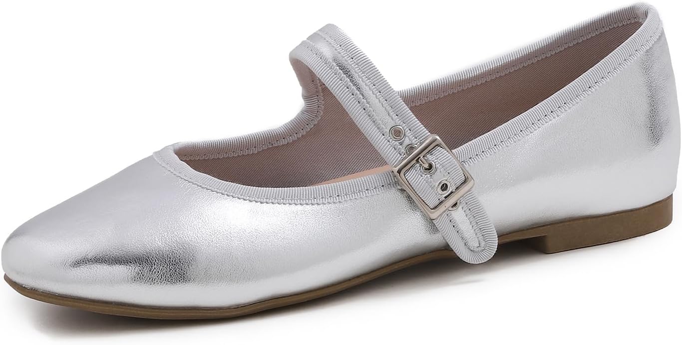 FEVERSOLE Women's Soft Cushion Extra Padded Mary Jane Flats