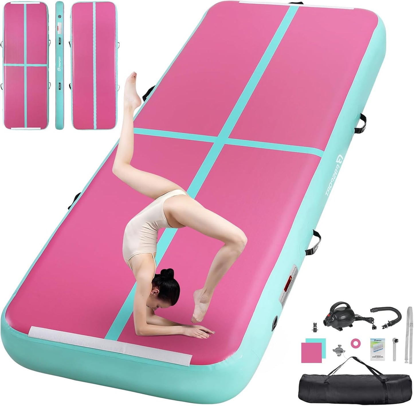 FBSPORT Inflatable Air Gymnastics Mat for Home Training and More