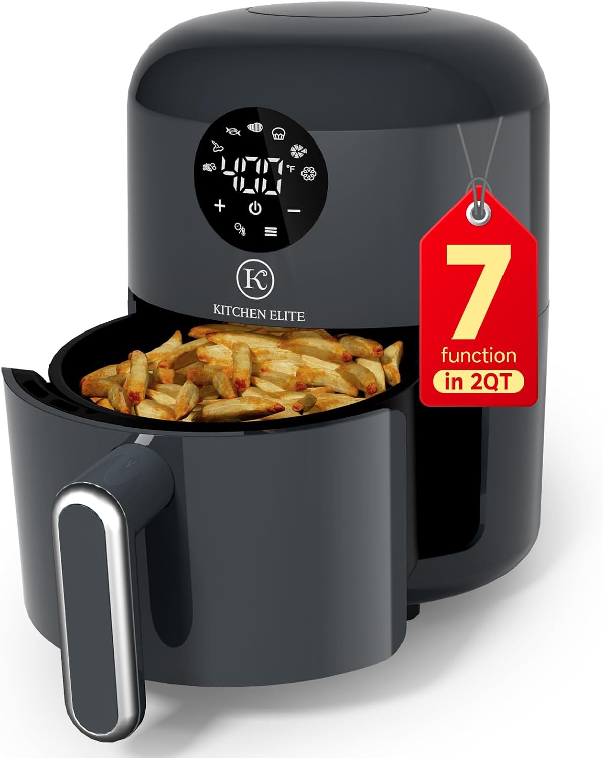 Kitchen Elite 7-in-1 Air Fryer: 90% Less Oil, Crispy Snacks, 2QT Compact