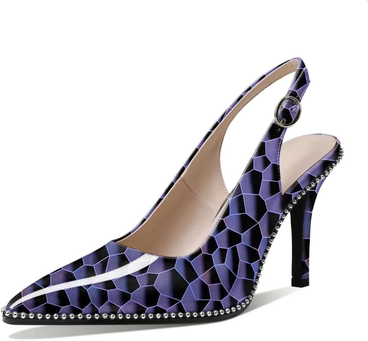 Zamikoo Women Beaded Pumps High Heel Slingback Stilettos