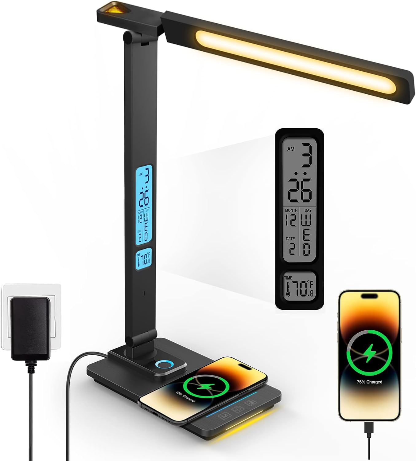 LAOPAO LED Desk Lamp: Wireless Charging, 5 Modes & Dimmable