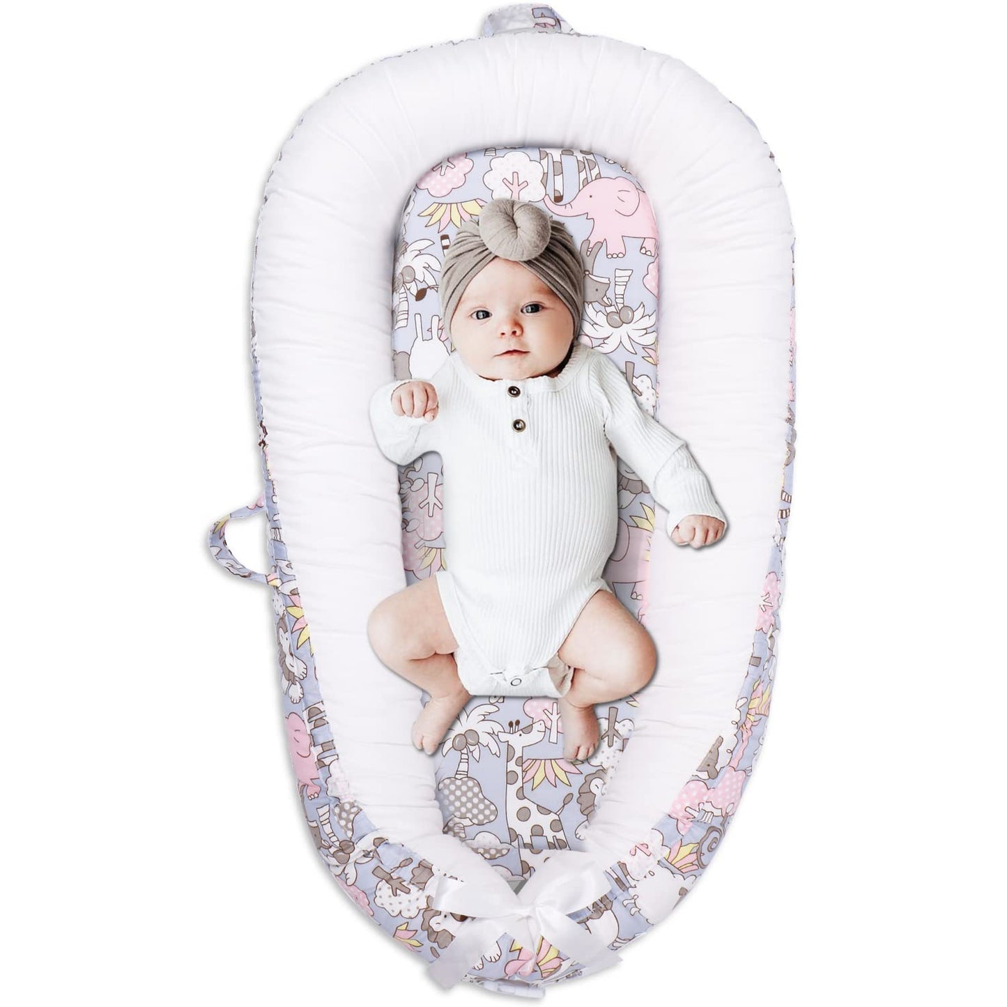 JOCUTE Organic Cotton Baby Lounger - Cozy & Adjustable