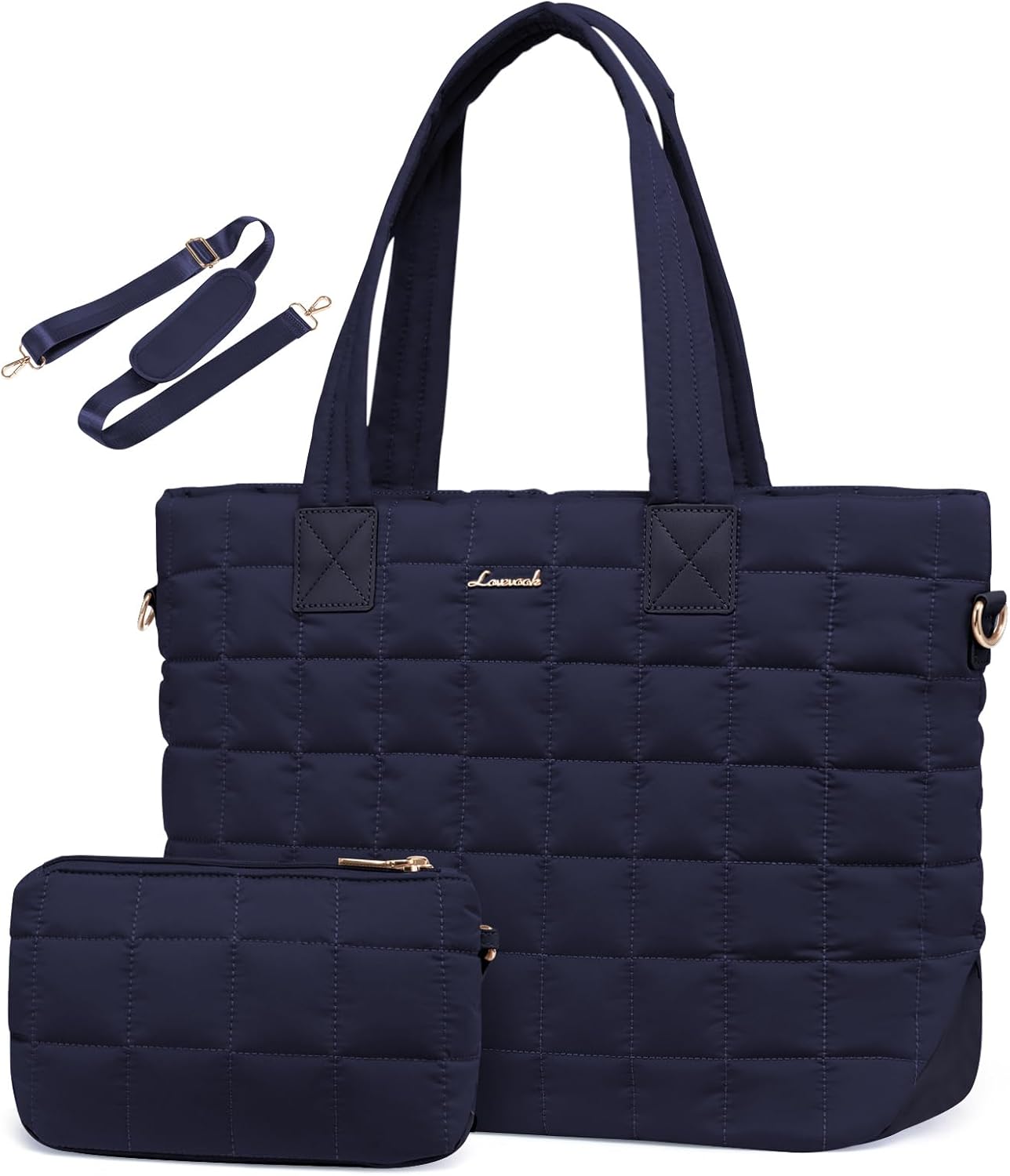 LOVEVOOK Large Puffer Tote Bag for Women with Zipper Closure