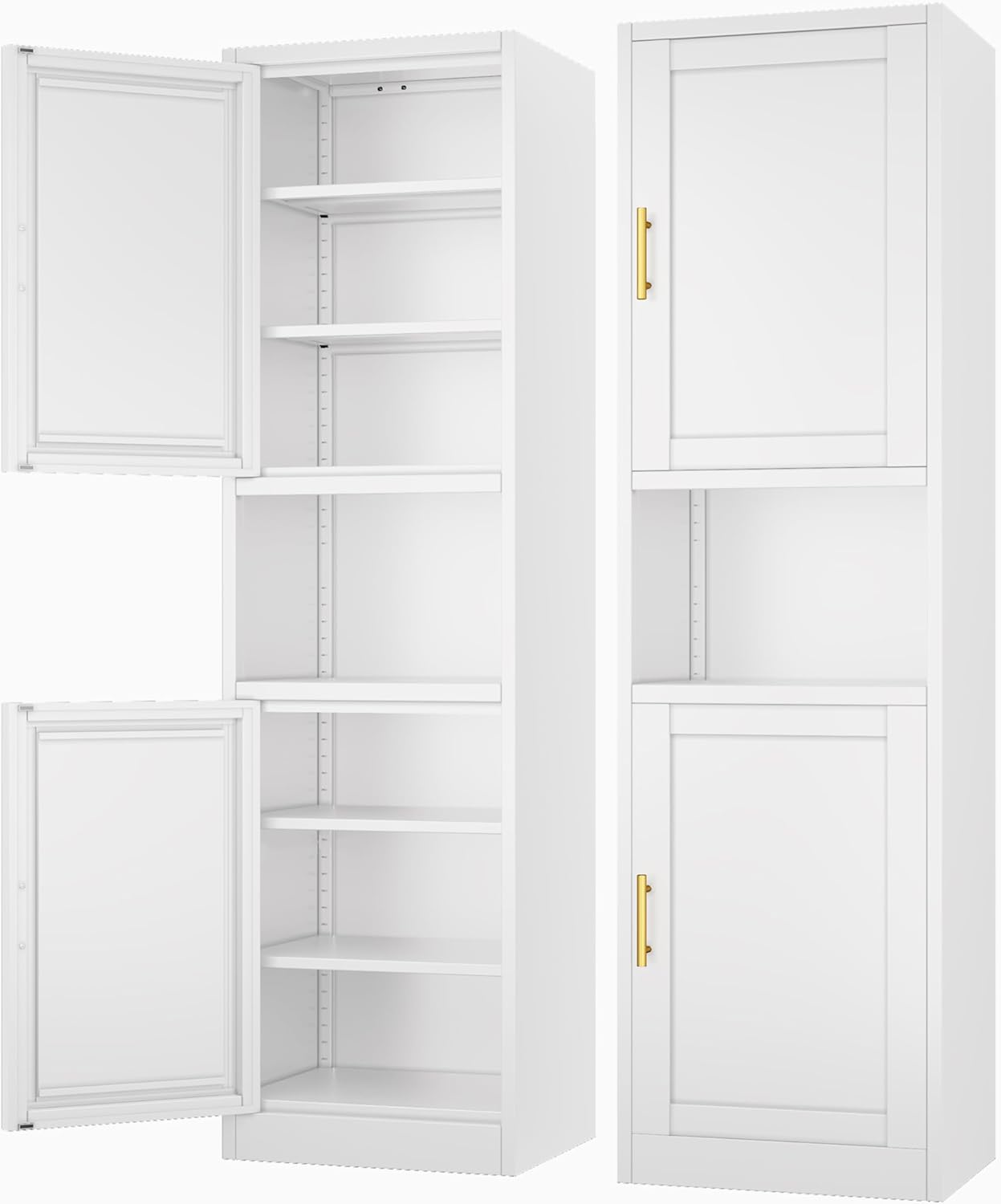 Tall Narrow Storage Cabinet with Adjustable Shelves for Home