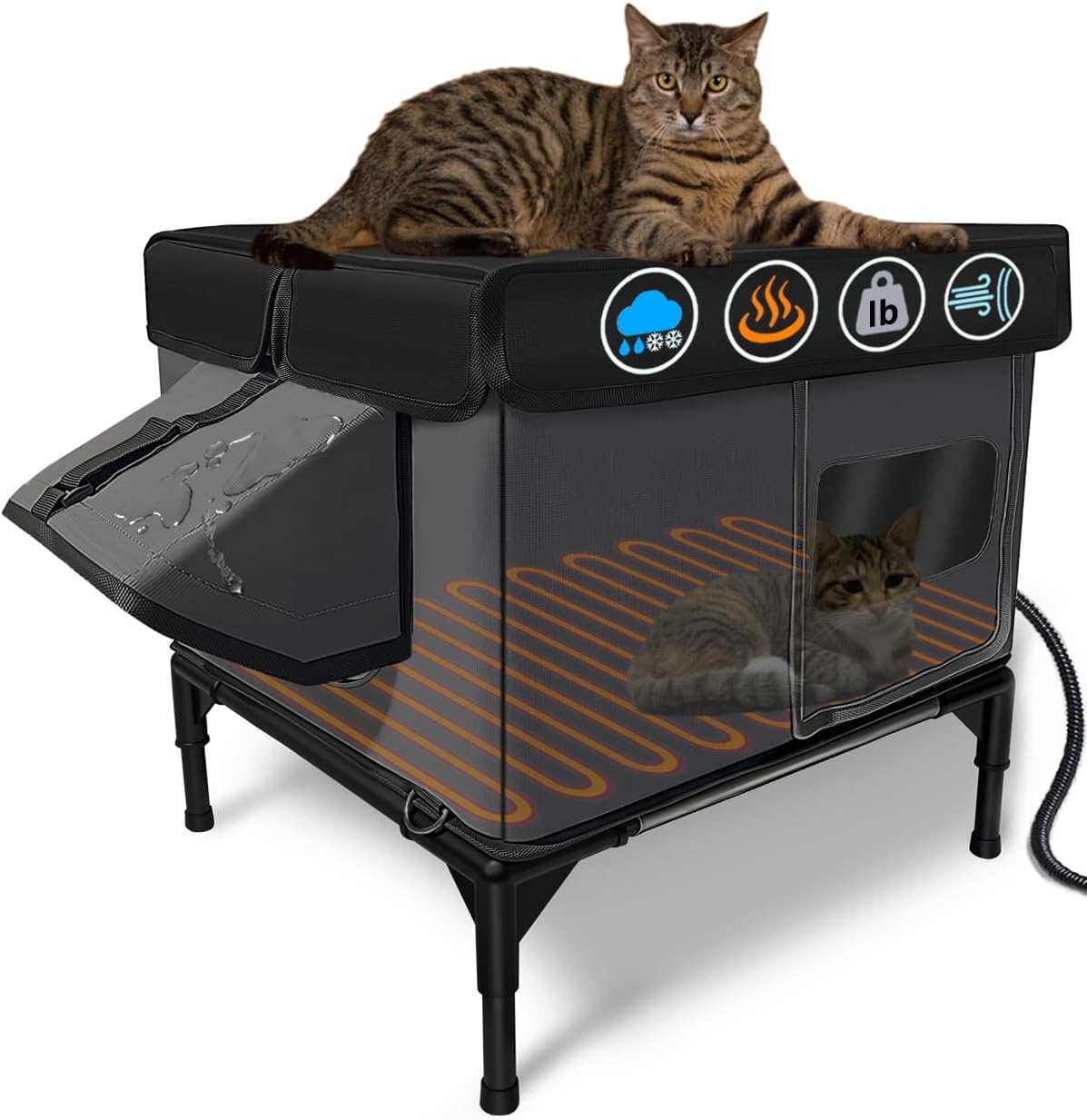 Heated Cat House for Outside Insulated in Winter, Waterproof
