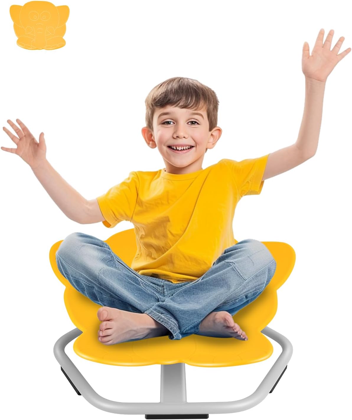 Yellow Elephant Swivel Sensory Chair for Kids 3+, Non-Slip Base