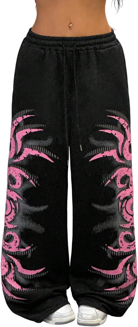 ZAFUL Womens Wide Leg Sweatpants for Y2K Gothic Style Lovers