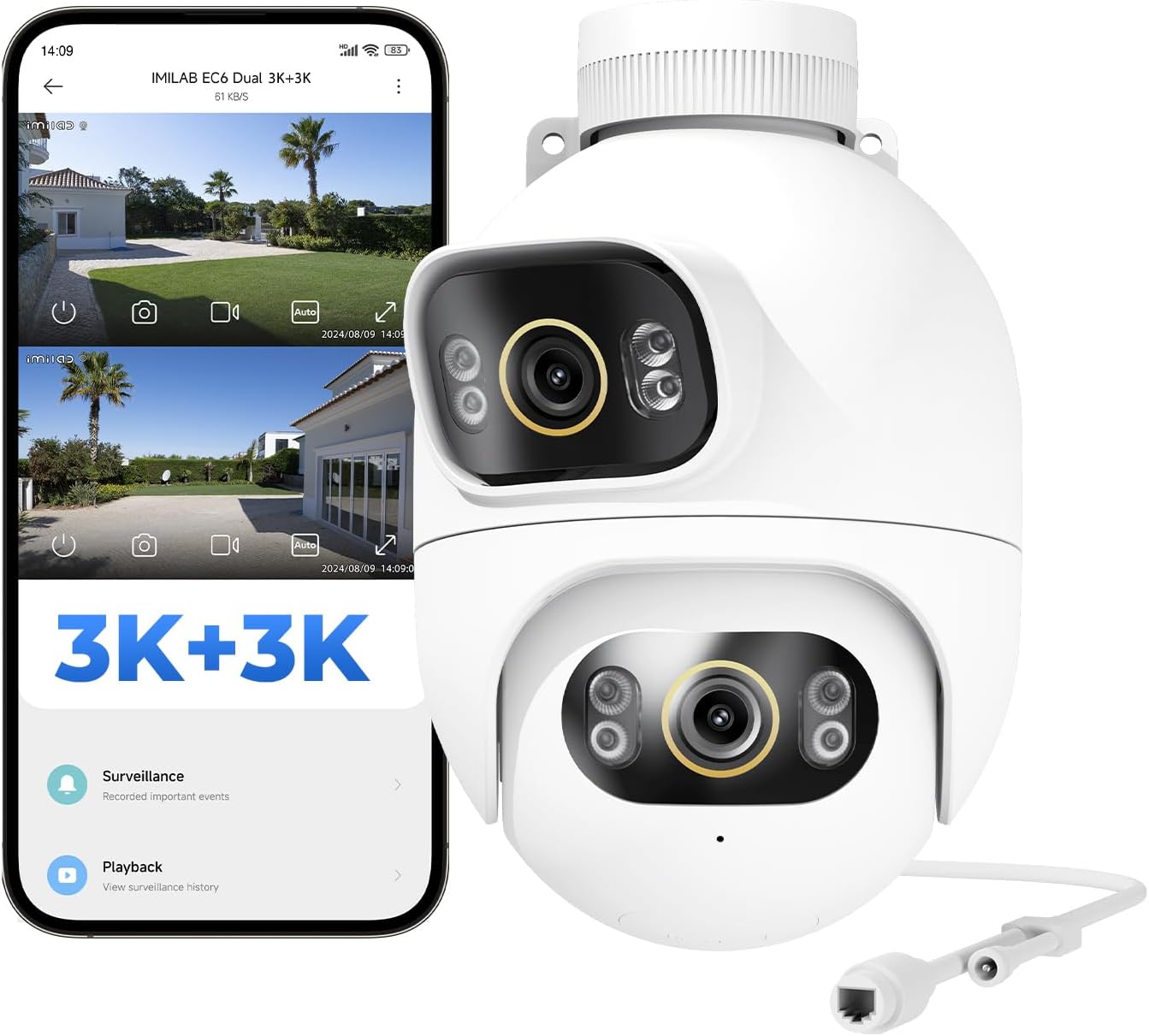 IMILAB EC6 Dual 3K+3K WiFi Spotlight Camera for Home Security