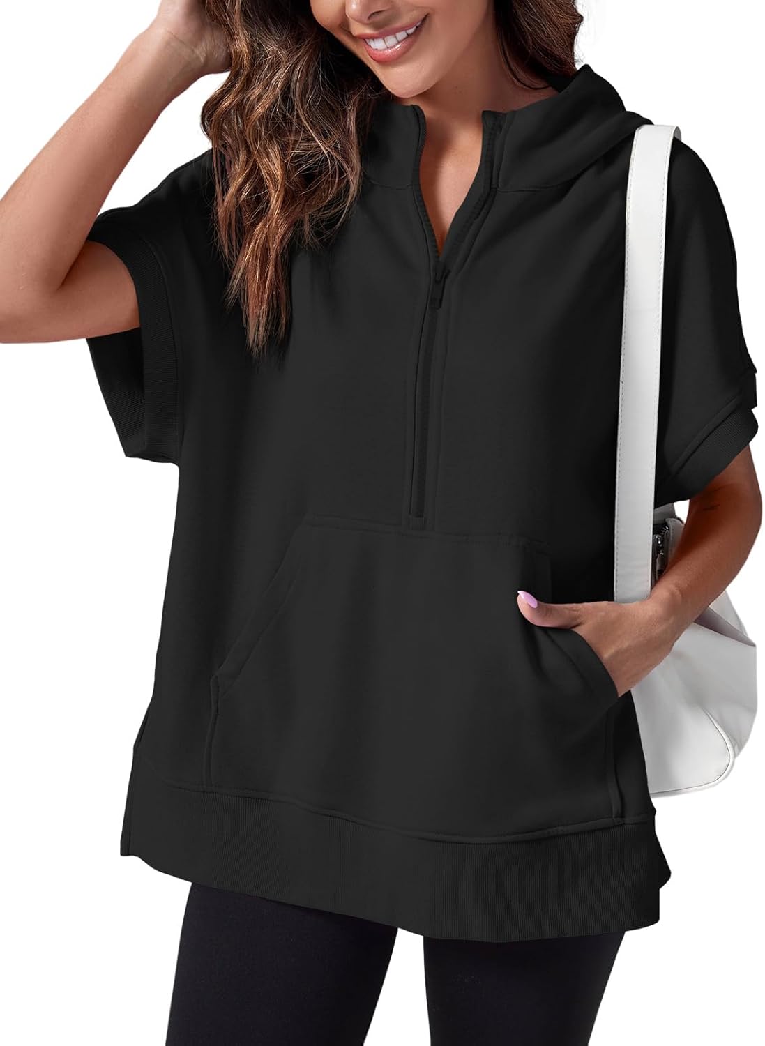 Fisoew Womens Oversized Half Zip Hoodies for Casual Style