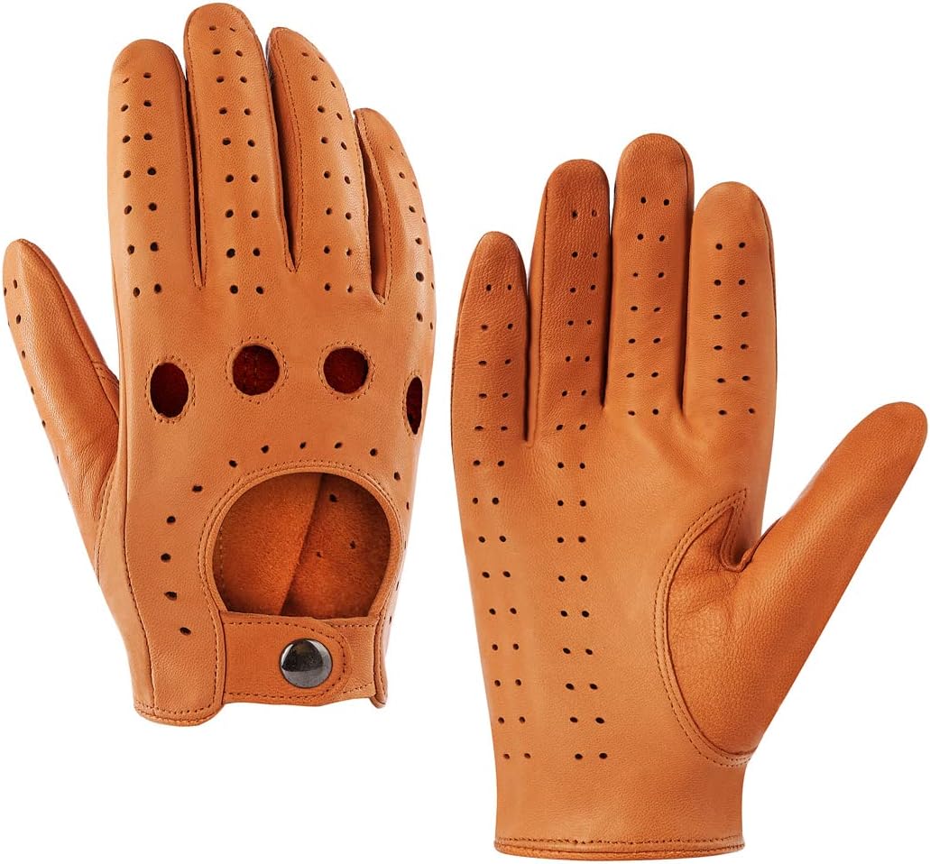 Harssidanzar Lambskin Driving Gloves - Superior Grip