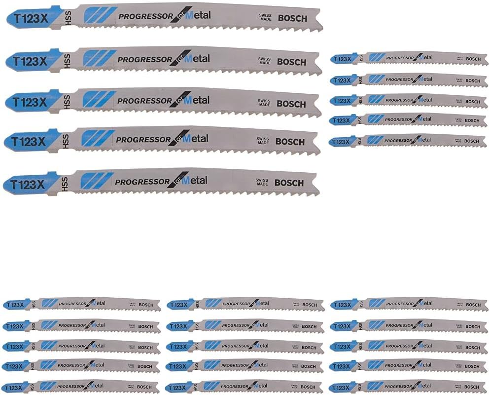 BOSCH T123X 5 Pack T-Shank Jig Saw Blades for Metal Cutting