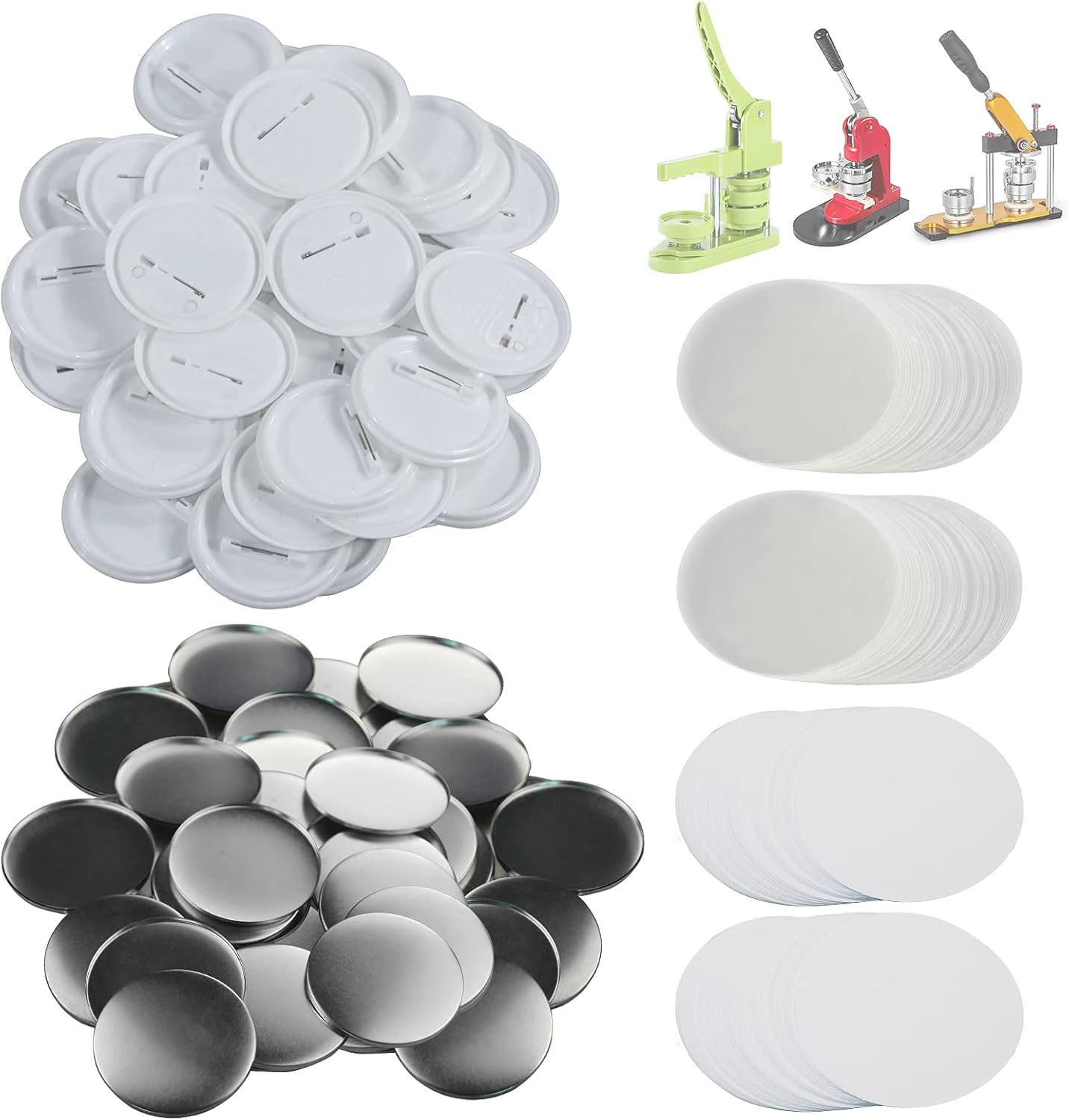 200 Sets 58mm Blank Pin Back Buttons for DIY Badge Making