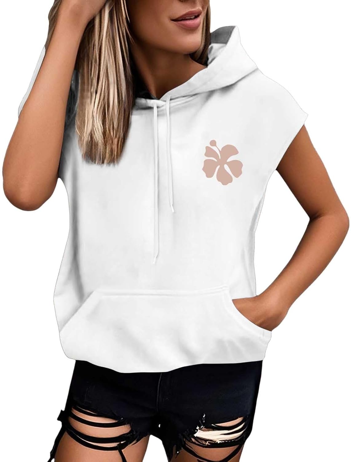 Palm Print Hooded Tank: Stylish Gym Essential