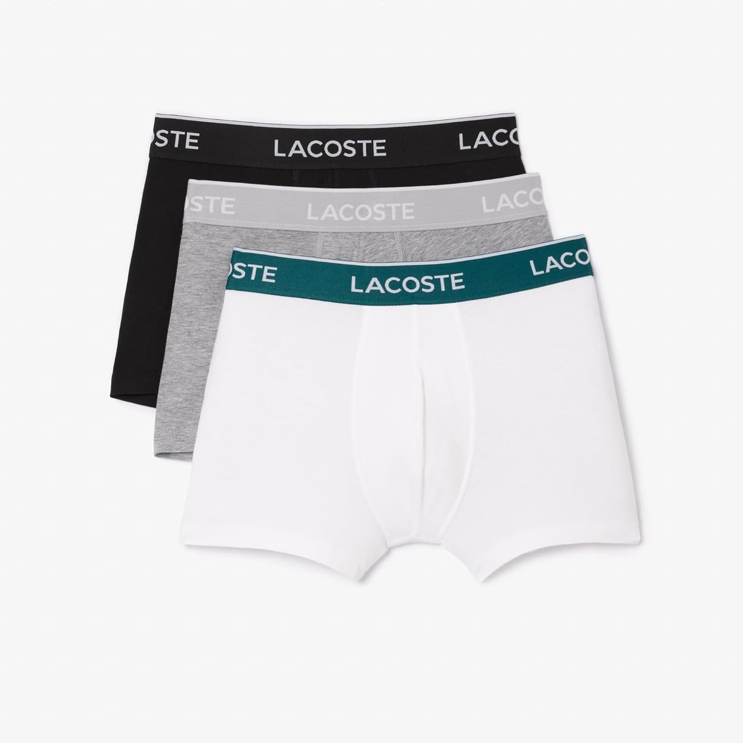 Lacoste Men's Cotton Stretch Tricolor Waistband Trunks, 3-Pack