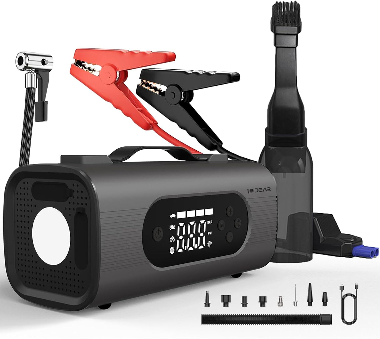 8-in-1 Car Companion: Vacuum, Jump Starter, Inflator
