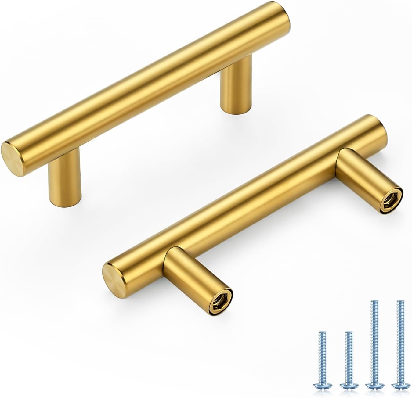 Brushed Brass Cabinet Handles for Kitchen and Bathroom 25 Pack