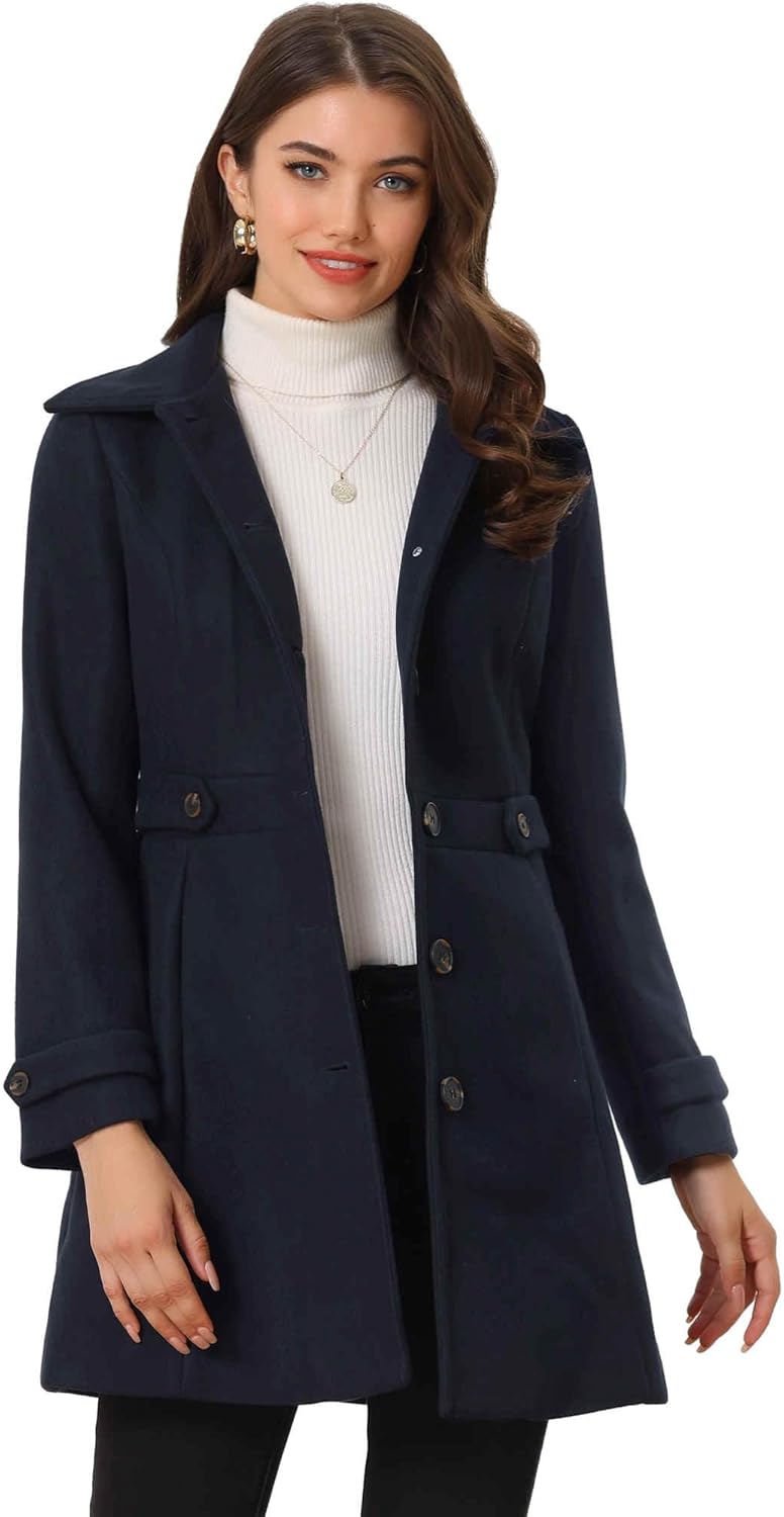 Allegra K Women's Winter Classic Outwear Overcoat with Pockets