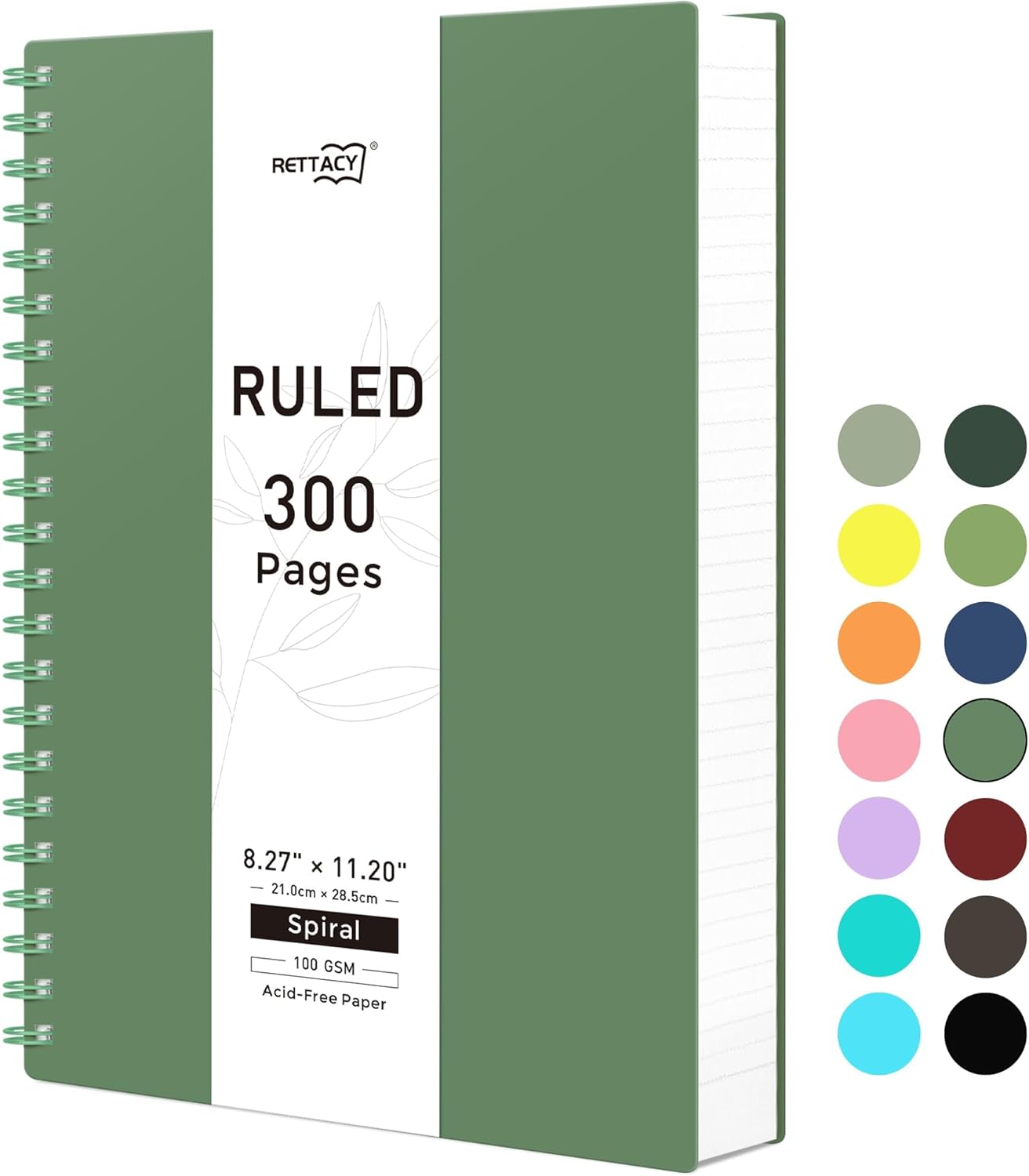 RETTACY A4 300pg College Ruled Notebook, Thick Paper, Large Size for School & Work