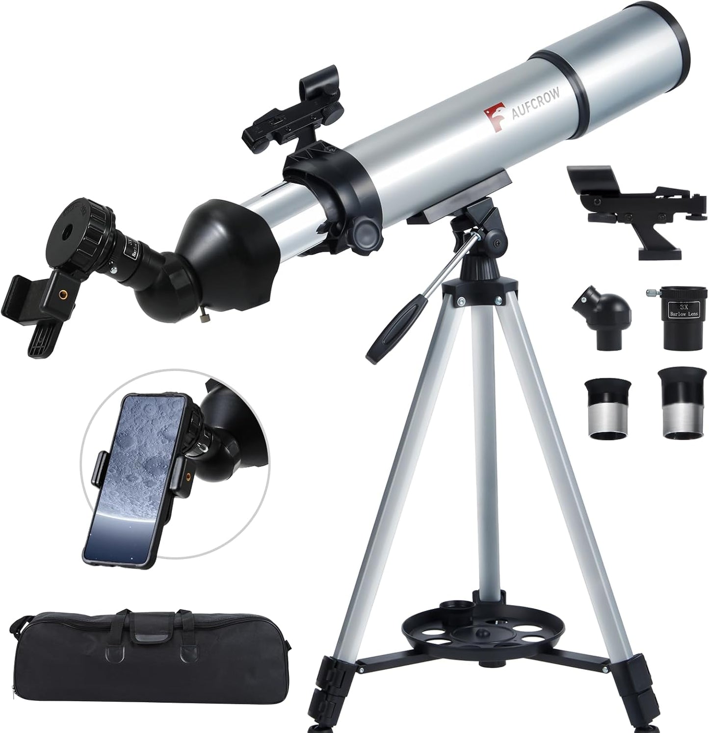 80mm Refractor Telescope for Kids & Adults with Phone Adapter