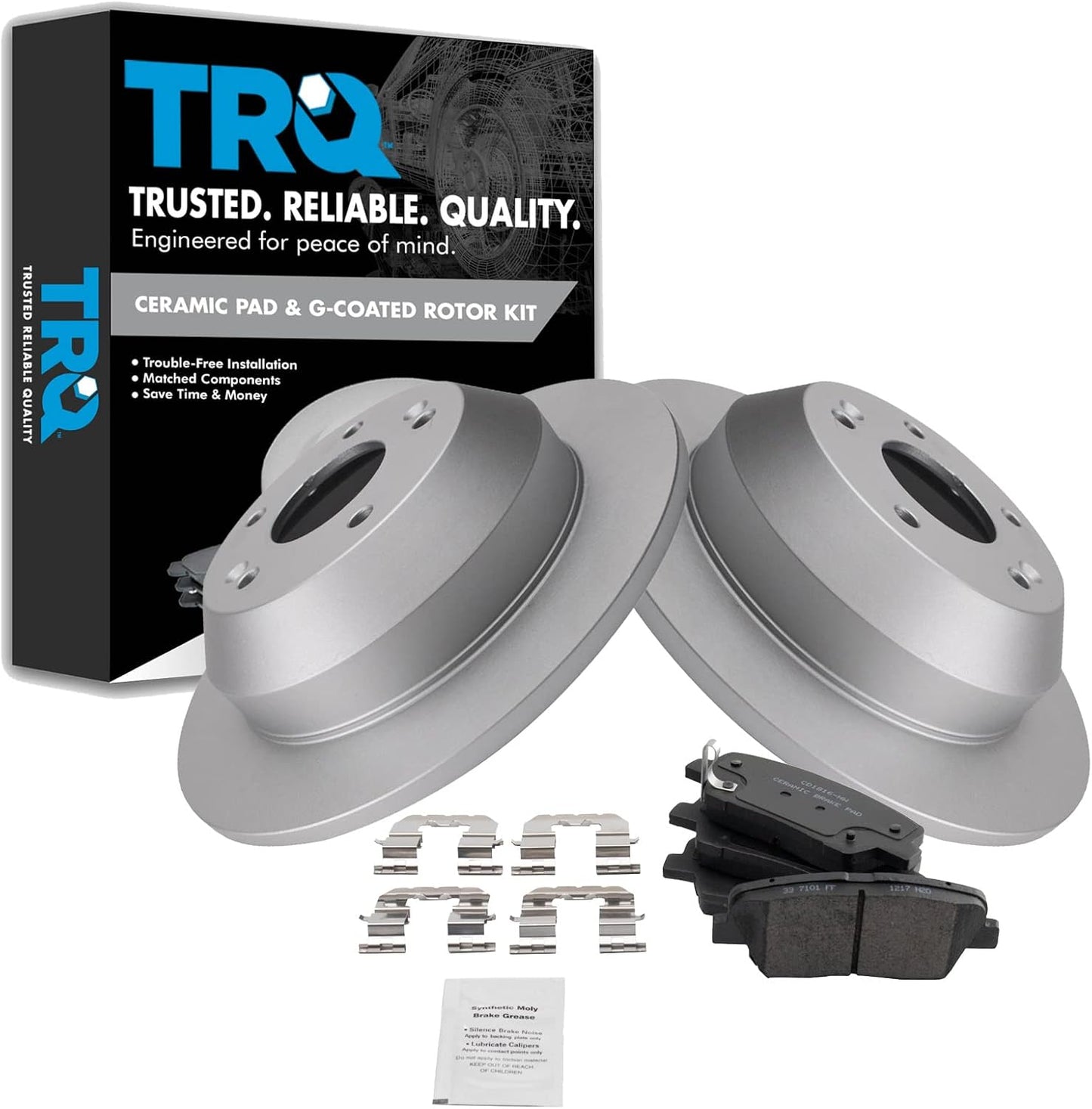 TRQ Rear Brake Pad & Rotor Kit for Hyundai & Kia Vehicles