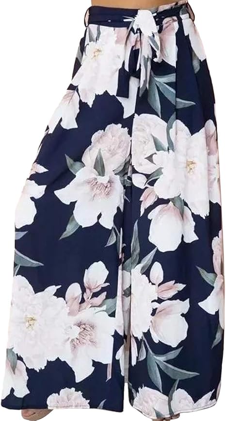 TICOSA Women's Printed Palazzo Lounge Wide Leg Casual Pants