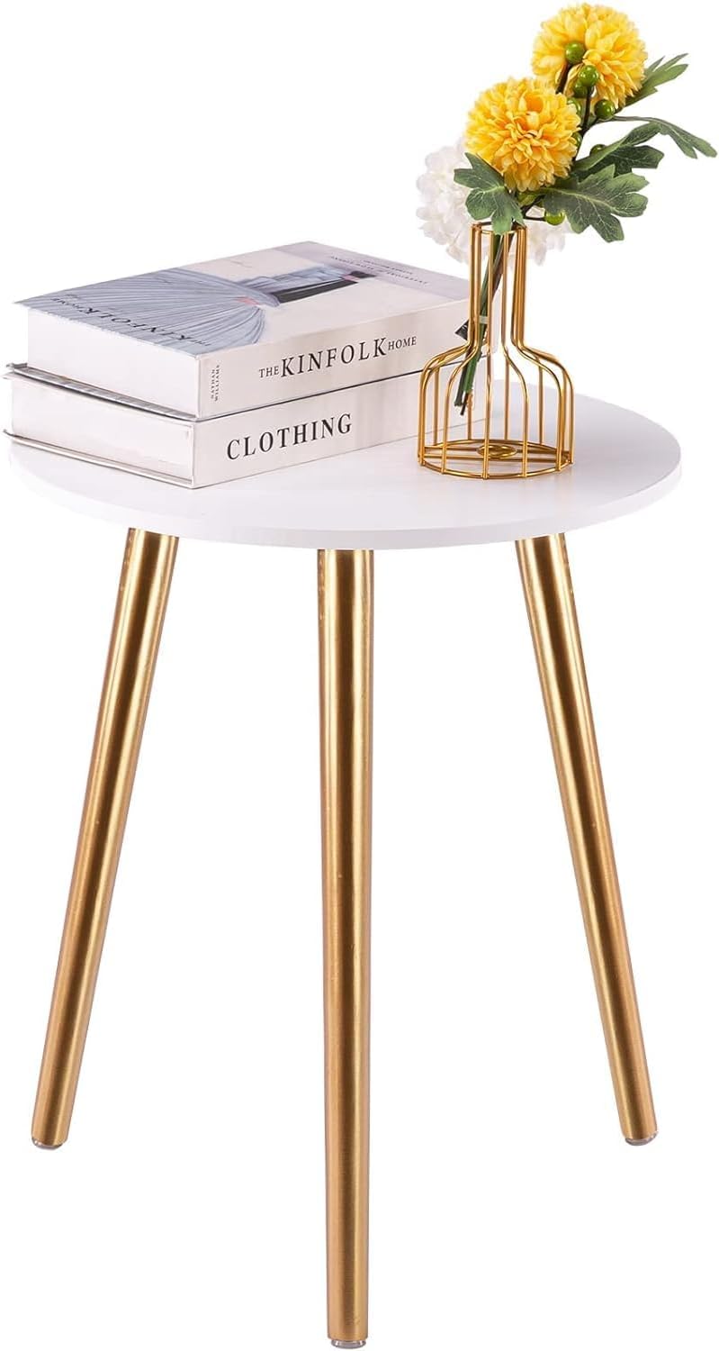 Apicizon Round Side Table - Elegant Gold Nightstand for Home