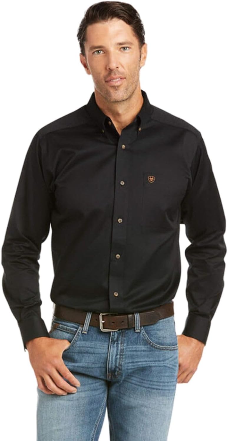 Fitted Shirt for Men: ARIAT Khaki Solid Style and Comfort