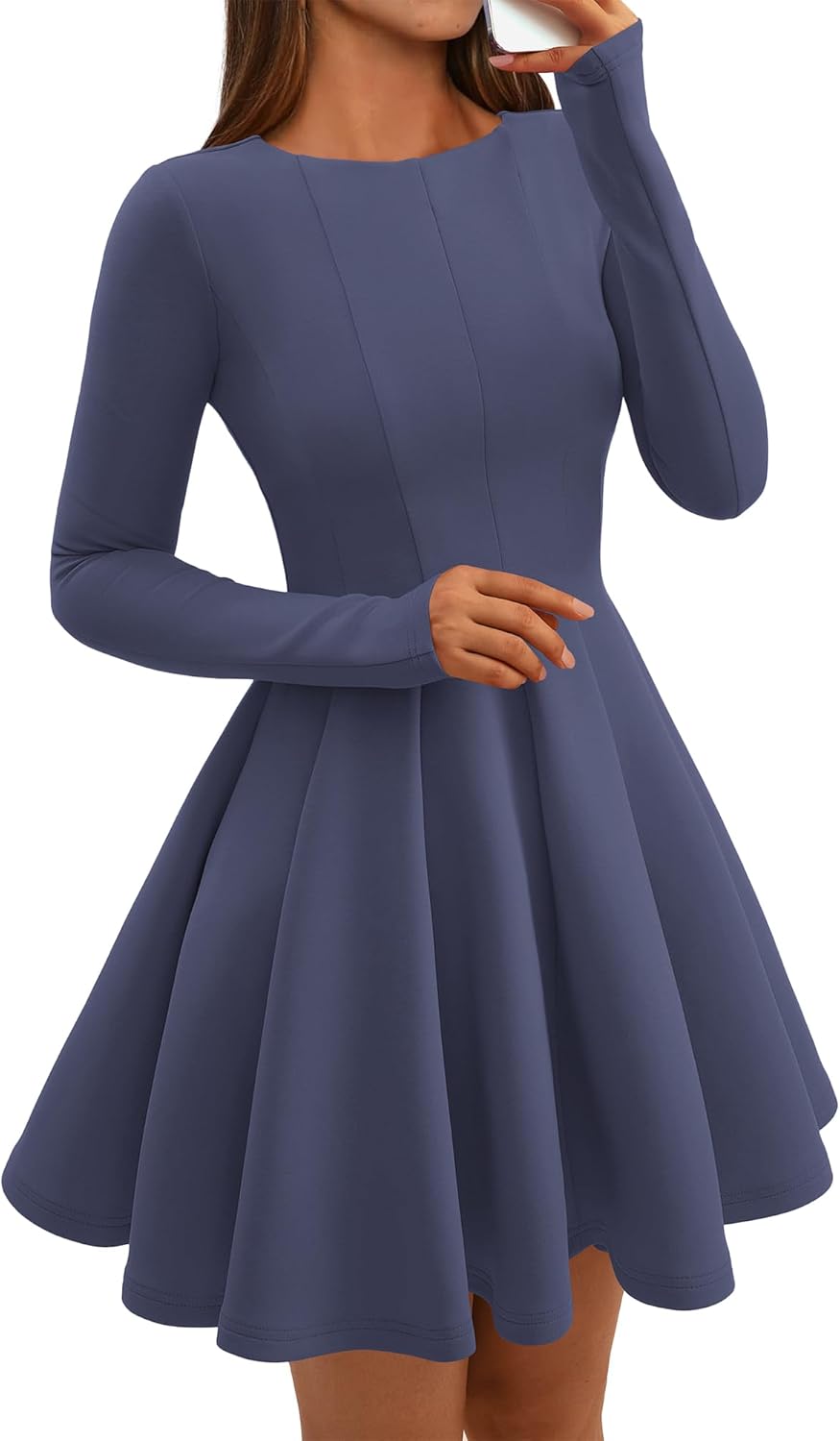 BTFBM Fall Dresses for Women Long Sleeve High Waist A Line