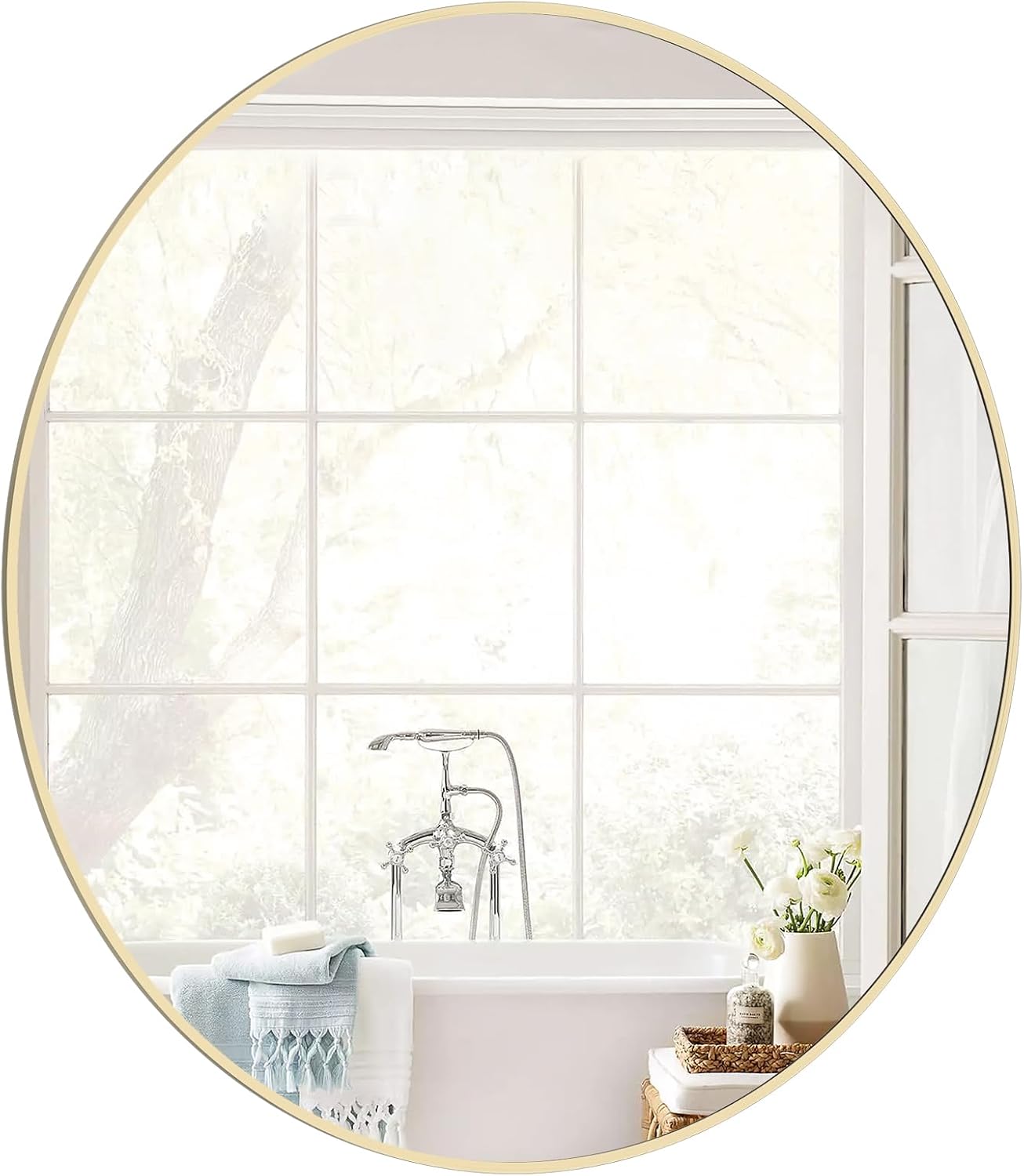 32 Inch Round Mirror for Bathroom and Living Room Decor