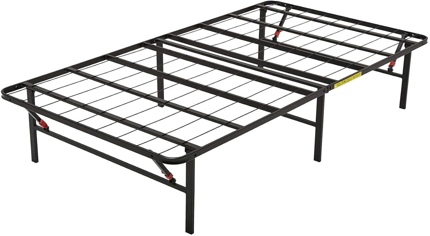 Sturdy Twin Bed Frame with Storage, Tool-Free Setup, Black