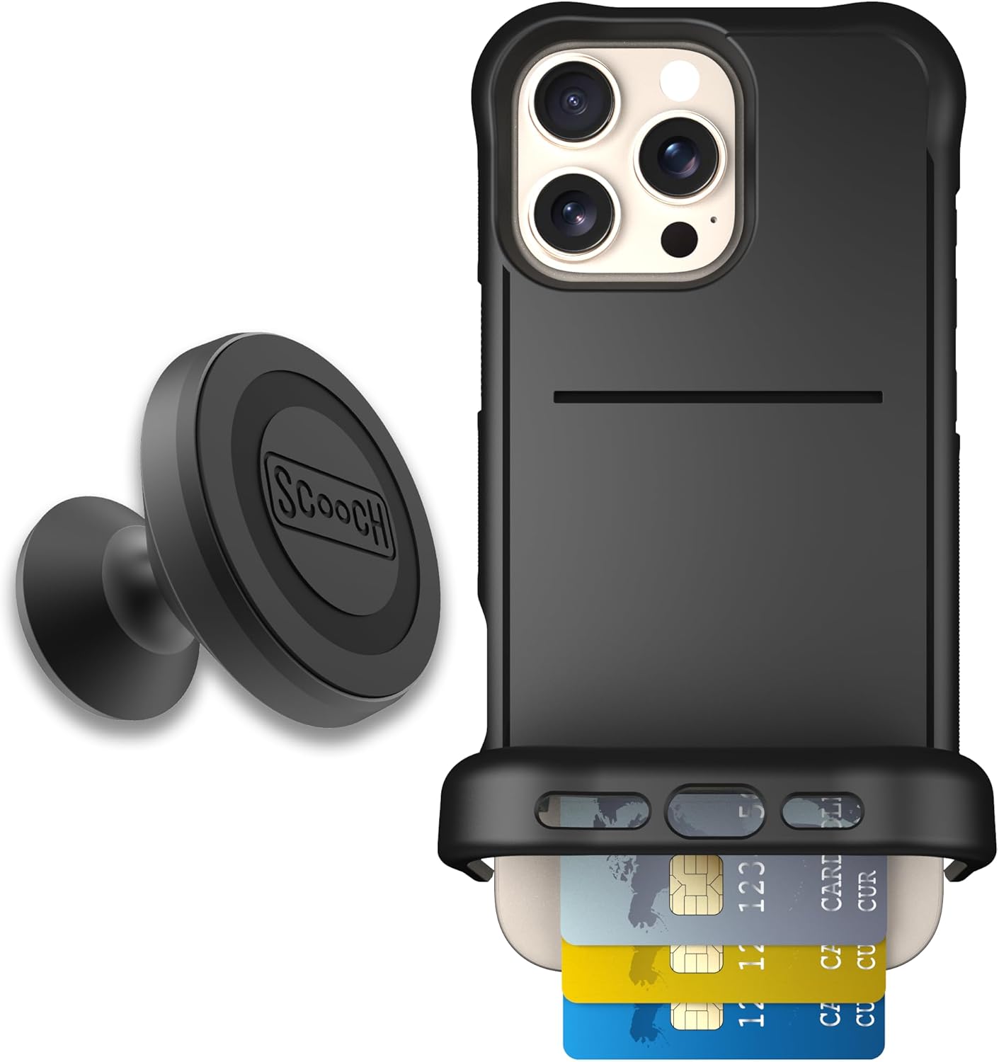 Scooch iPhone 16 Pro Max Case with Card Holder and Kickstand