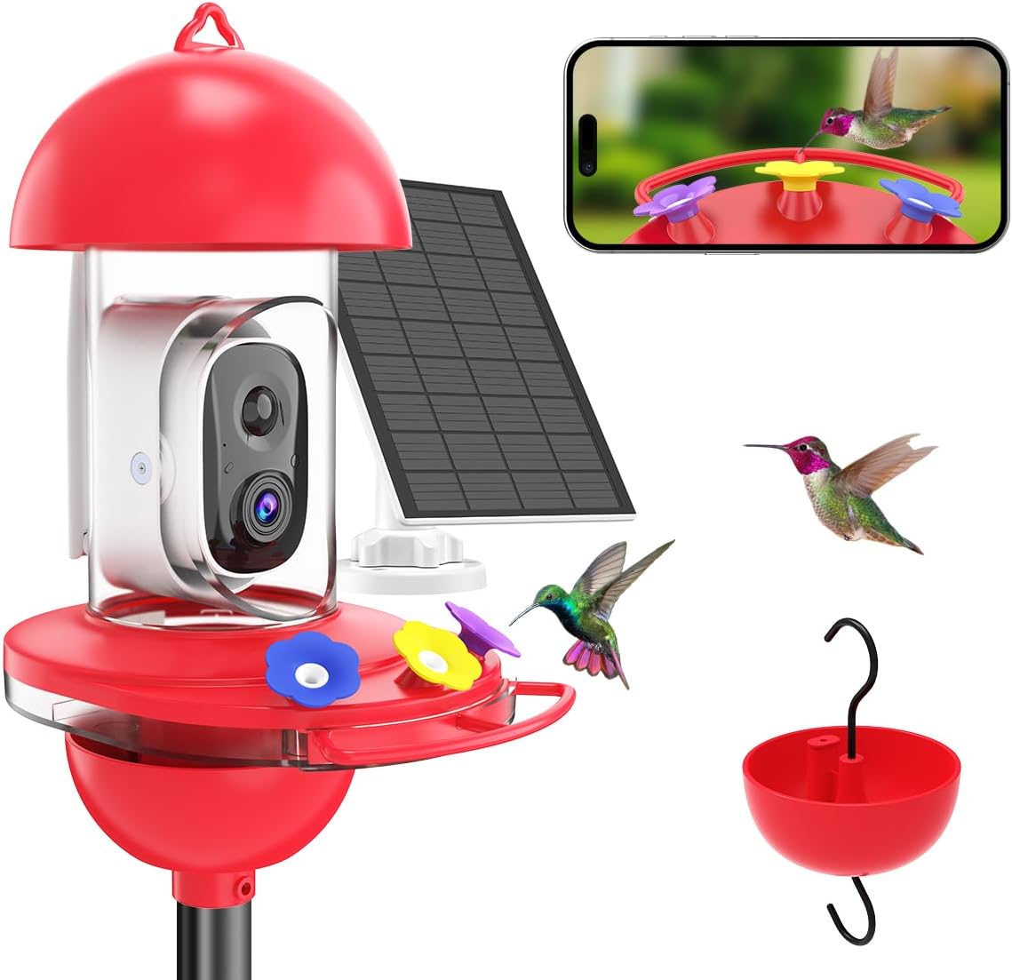 Smart Solar Hummingbird Feeder w/ AI Camera, 2K Video, Motion Detection