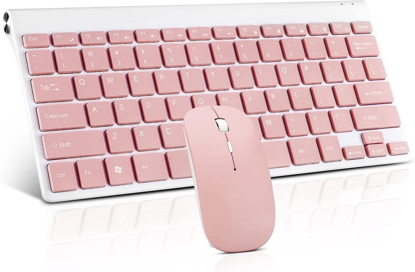 Sleek Wireless Keyboard & Mouse Set - Compact & Quiet Design - GHKM03 Pink
