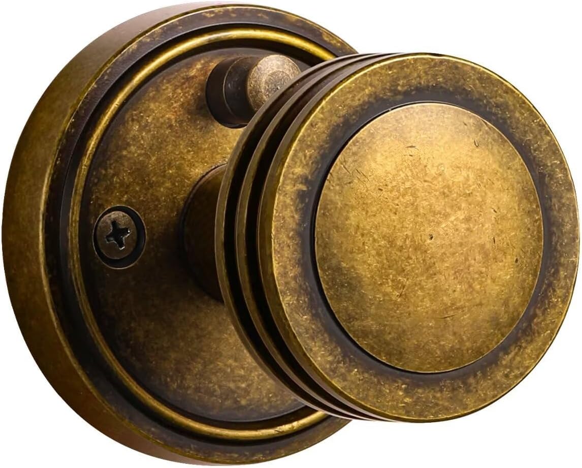 Antique Brass Door Knob with Privacy Lock for Bedrooms and Bathrooms