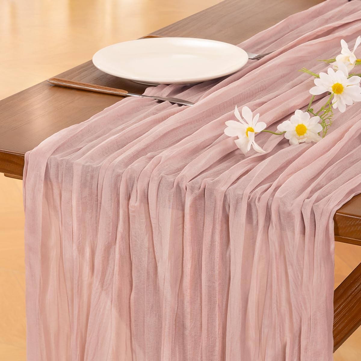 Pink Cheesecloth Table Runner for Weddings and Events 120 in