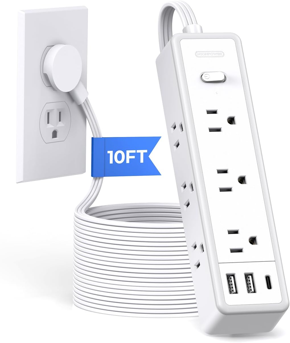 NTONPOWER Surge Protector Power Strip - 9 Outlets, 3 USB Ports - Ultimate Power Solution
