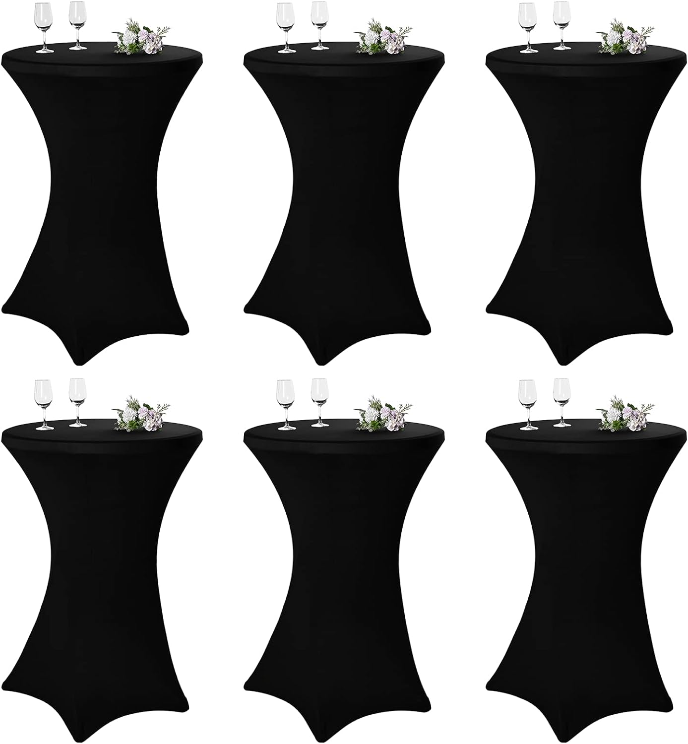 Stretchy & Stylish Black Cocktail Tablecloth - Set of 6