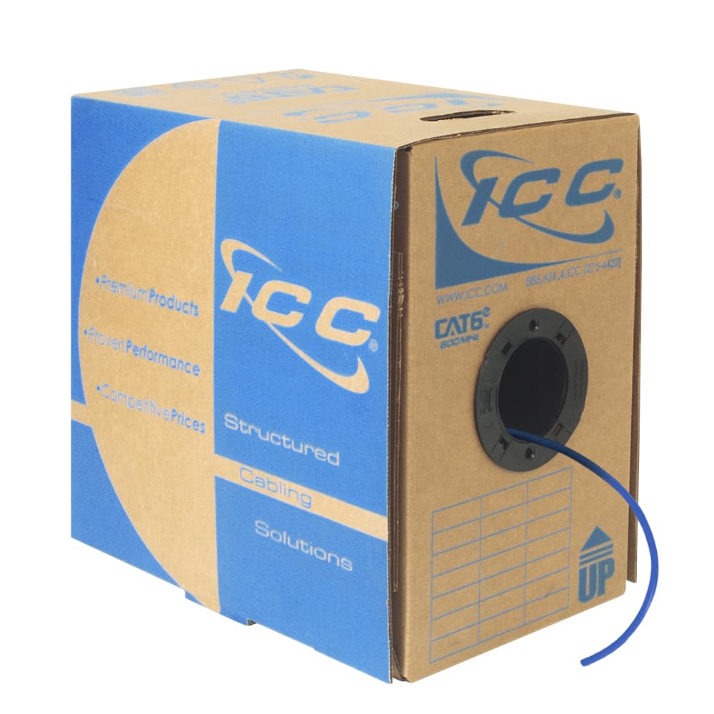 1000ft ICC Cat6e CMP Plenum Cable - Pure Copper, PoE++, 600MHz