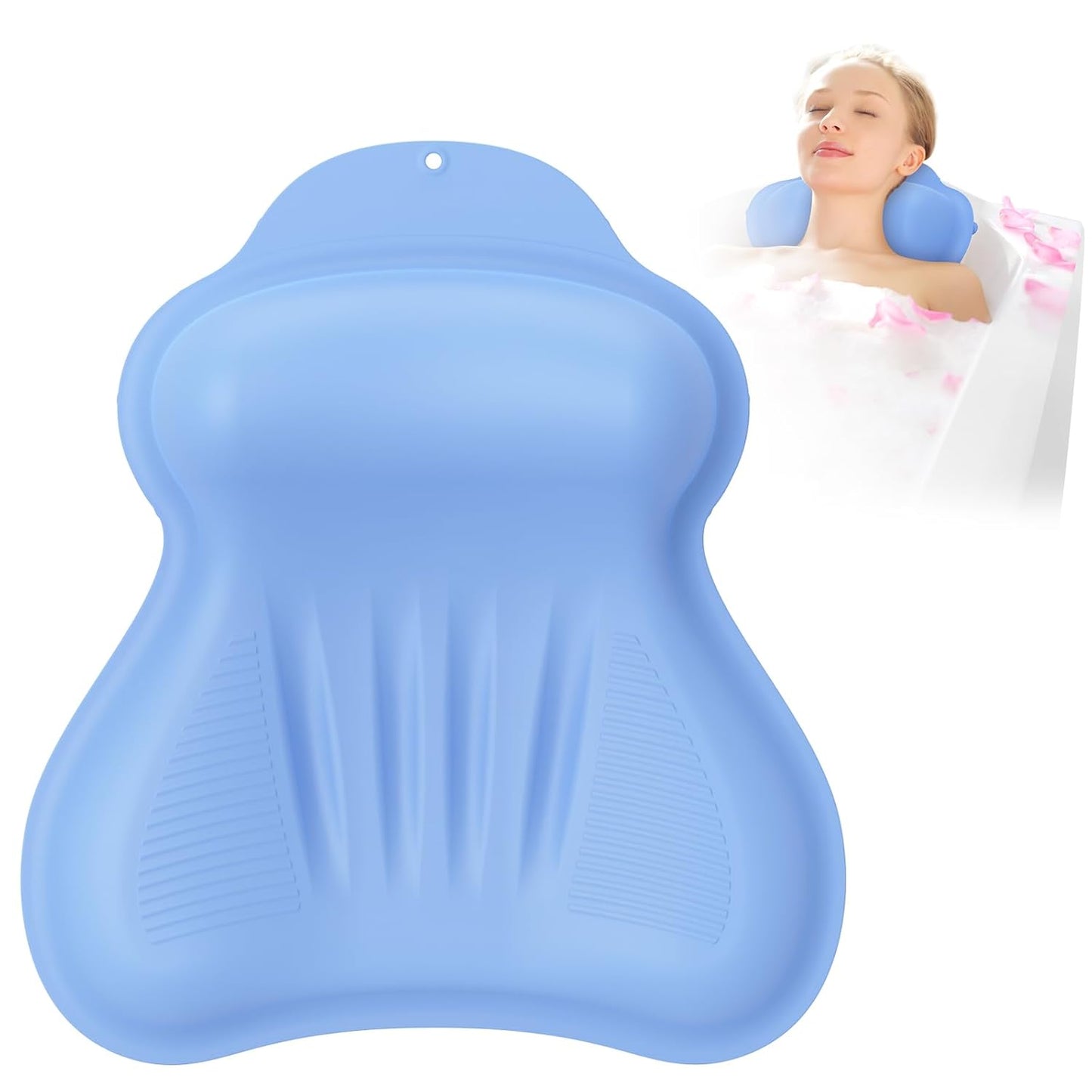 Silicone Bath Pillow for Tub with Inflatable Airbag Support