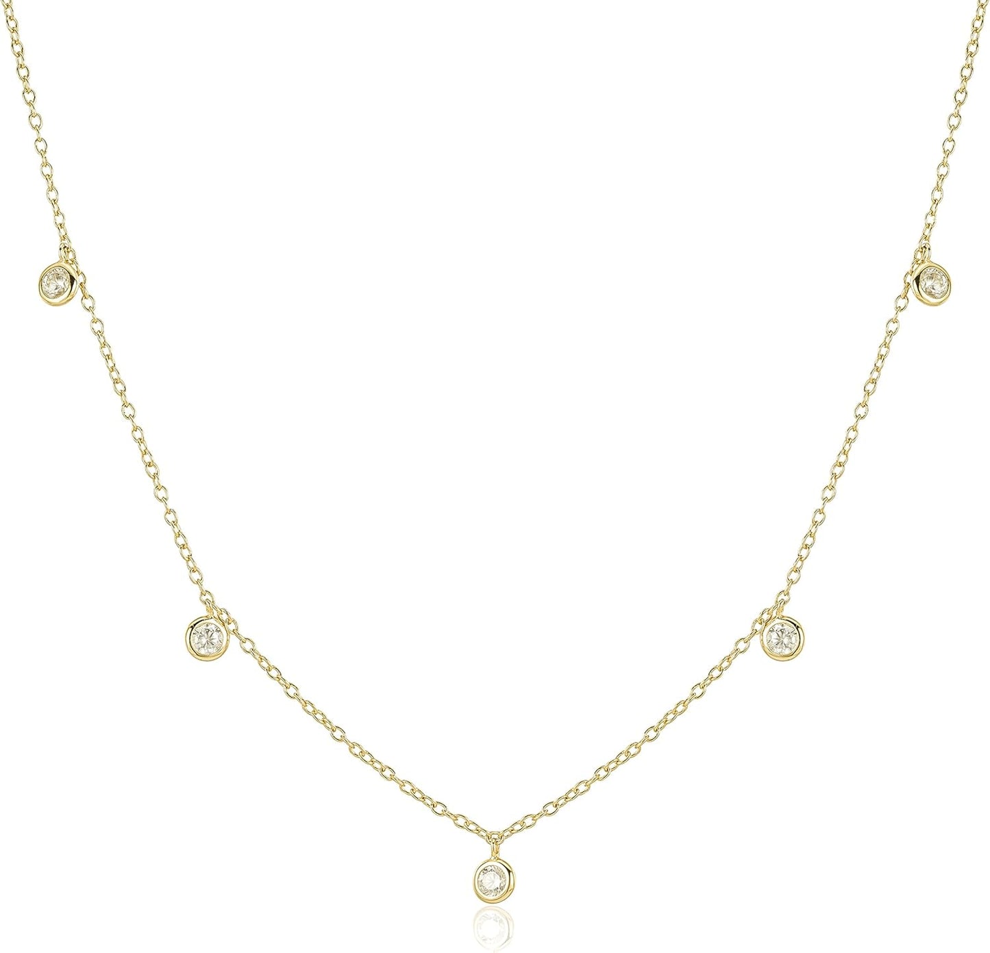 Dainty CZ Choker Necklace for Women - 14k Gold Plated Style