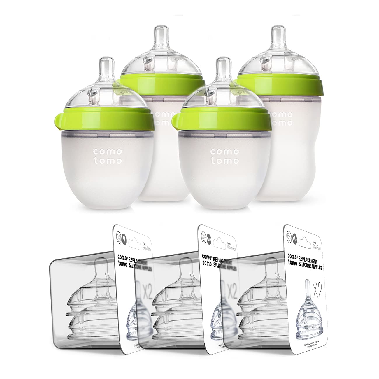 Comotomo Green Baby Bottle Set - Ultimate Feeding Convenience