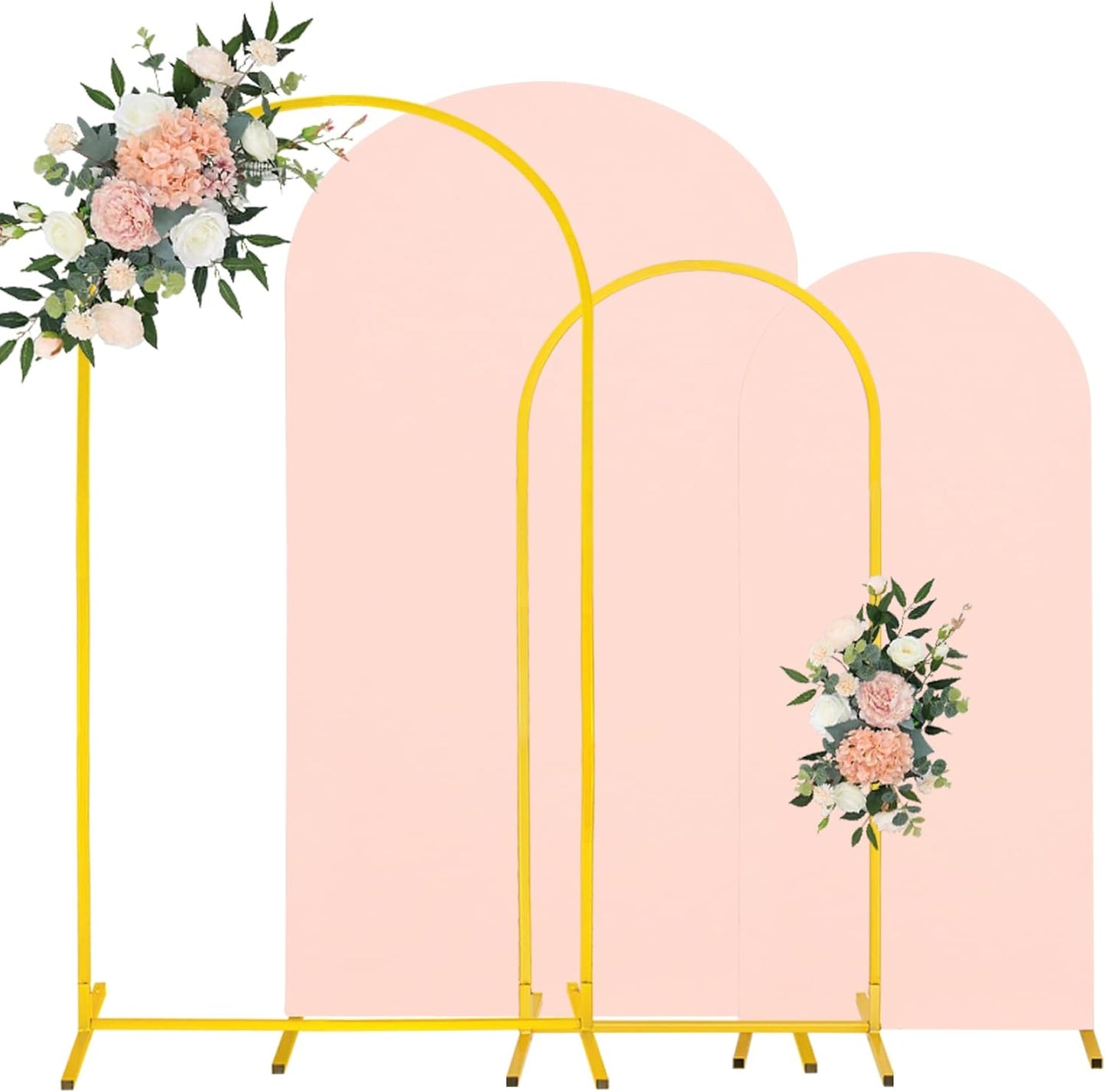 7.2FT Wedding Arch Stand Set with Light Pink Spandex Cover