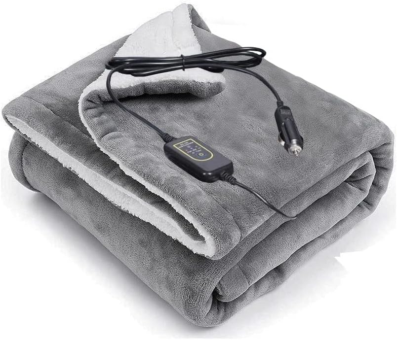 12V Heated Fleece Car Blanket - Cozy On-the-Go warmth