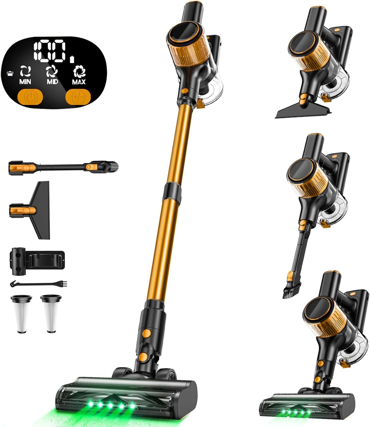 30Kpa Cordless Vacuum: Anti-Tangle Brush, Lightweight, 3 Modes