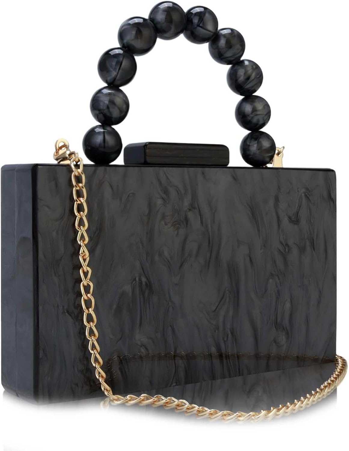 Acrylic Purses Evening Clutch Bag for Women with Pearl Chain