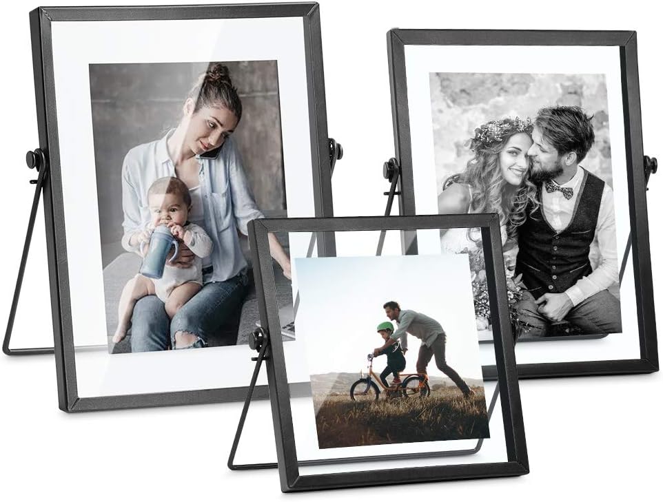 ZONYEO Set of 3 Glass Picture Frames for Stunning Displays