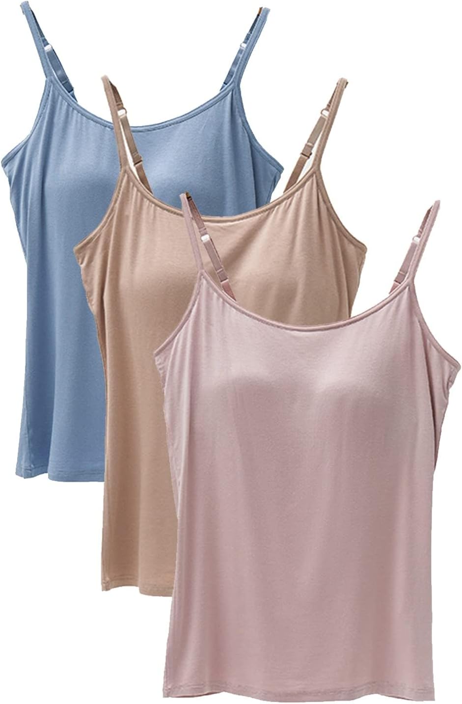 Womens Tank Tops Adjustable Strap Camisole with Built-in Bra