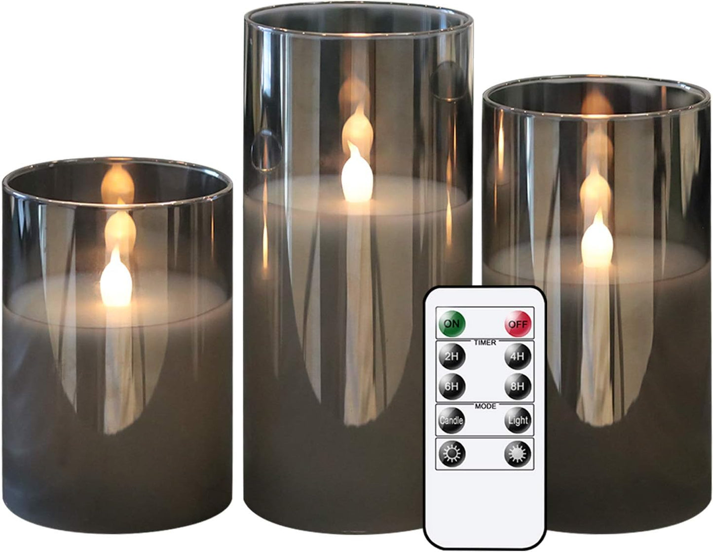 GenSwin Gray Glass Flameless LED Candles with Remote Control
