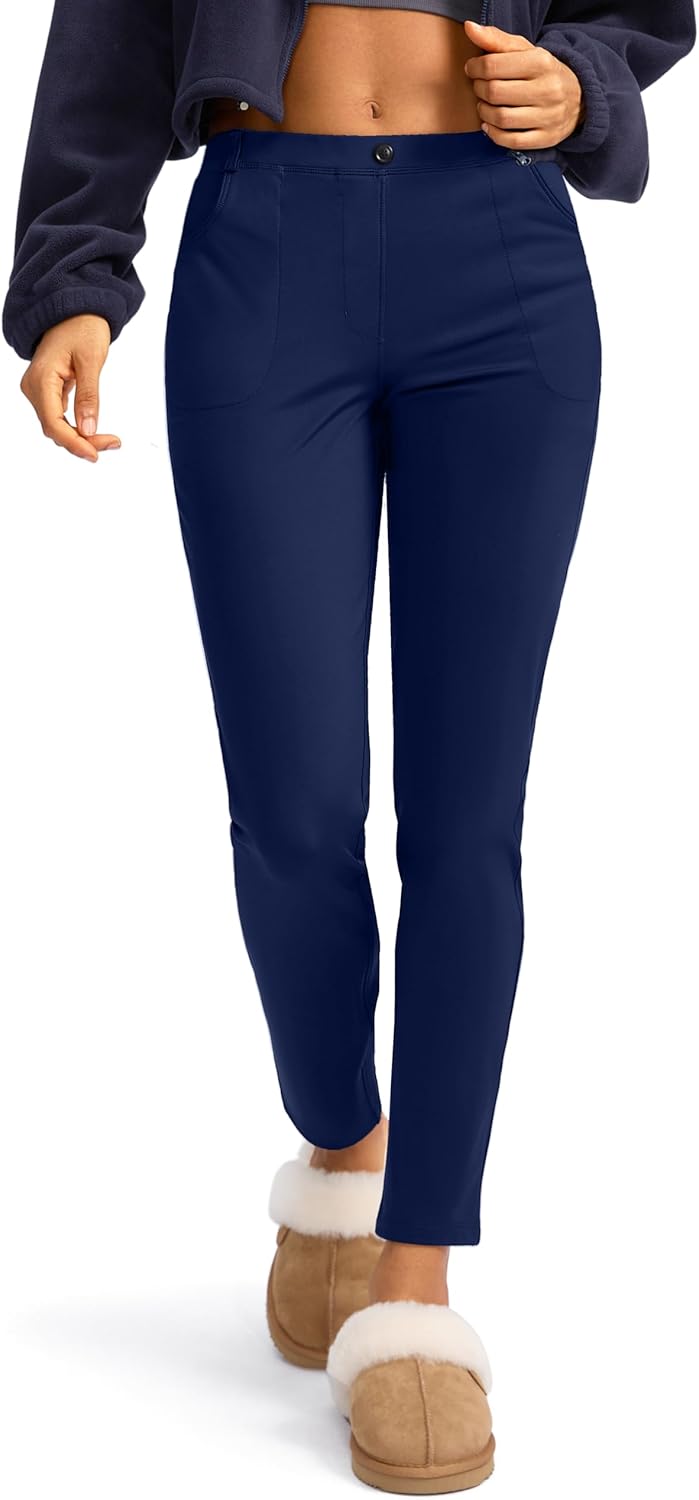 Rammus Women's Fleece Lined Dress Pants for Cold Weather