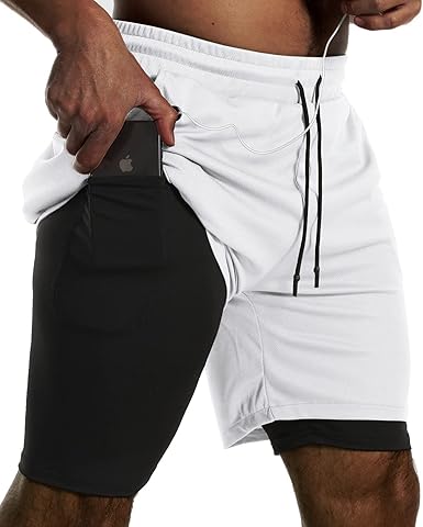 JWJ Mens 2 in 1 Running Shorts Quick Dry Athletic Workout Gear